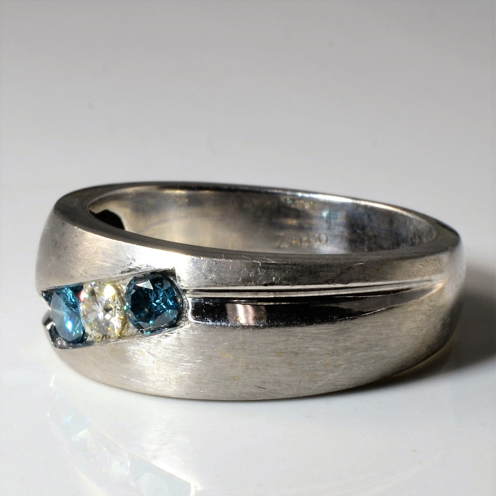 Three Stone Diamond White Gold Band | 0.75ctw | SZ 12 |