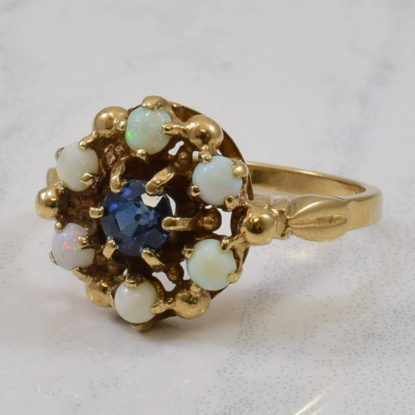 Mid Century Sapphire & Opal Ring | 0.40ct, 0.30ctw | SZ 5.75 |