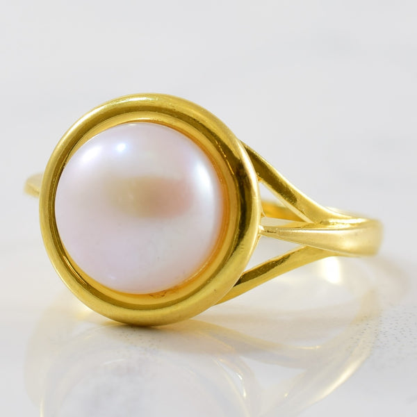 Bezel Set Button Pearl Ring | 3.60ct | SZ 6.25 |