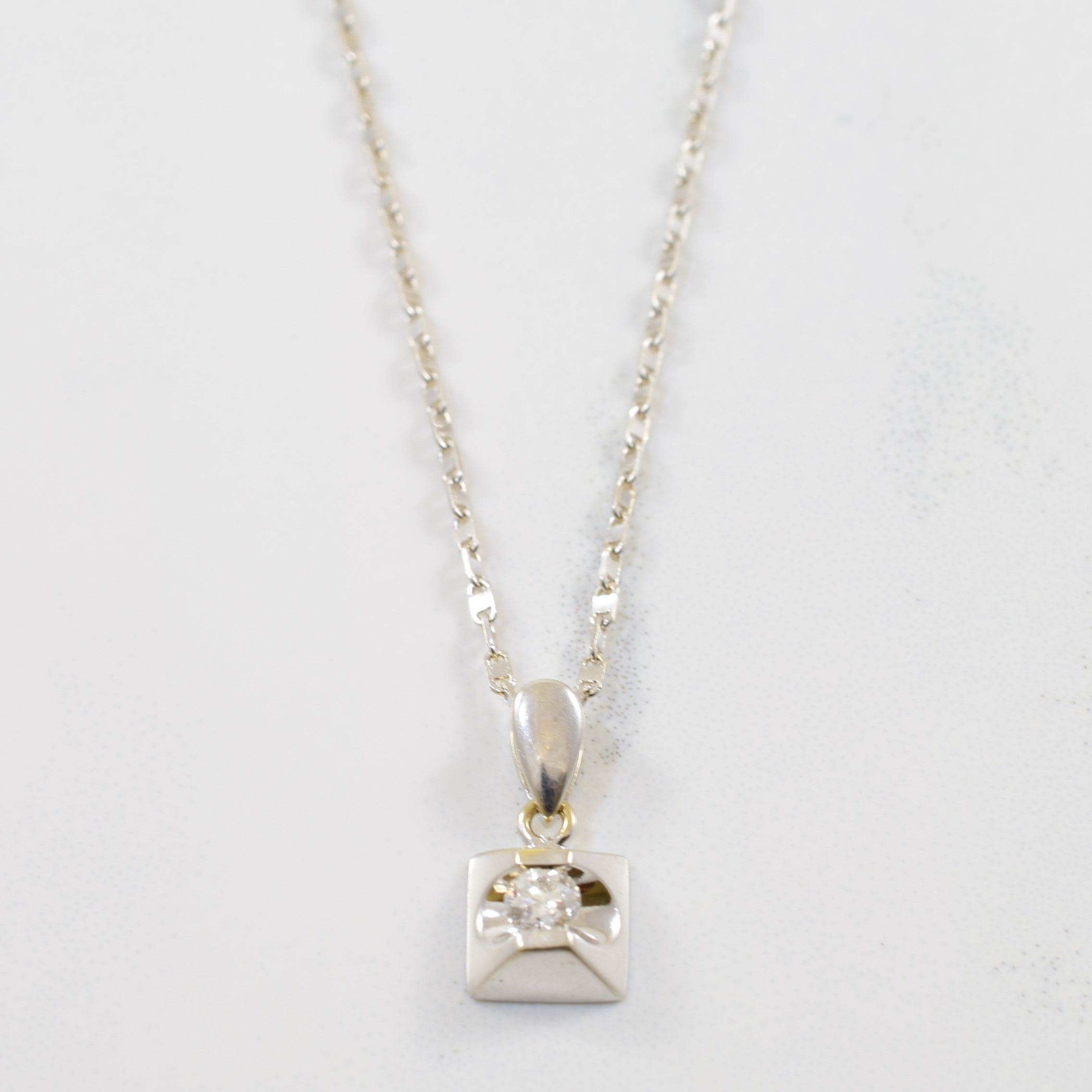 Tension Set Diamond Drop Necklace | 0.08ct | 17" |