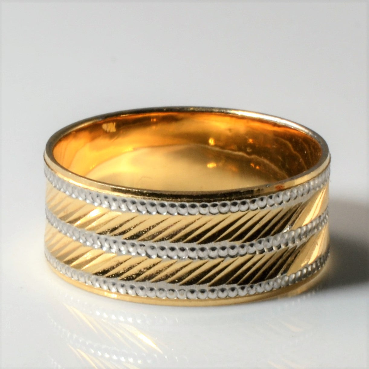 Textured Two Tone Gold Wide Band | SZ 5.5 |