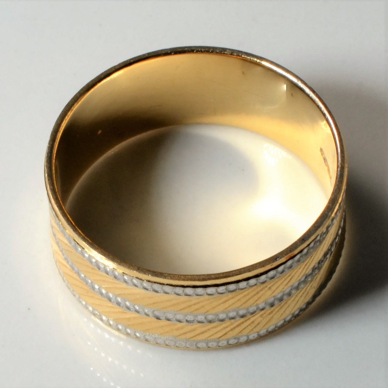 Textured Two Tone Gold Wide Band | SZ 5.5 |