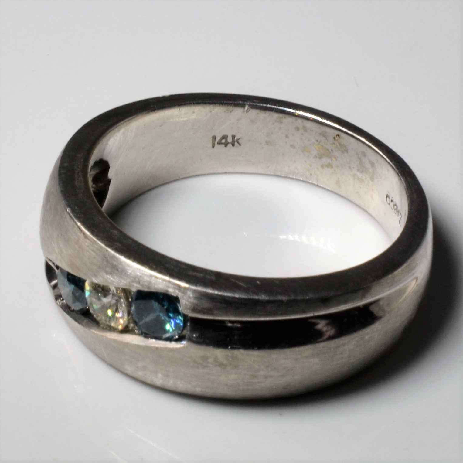 Three Stone Diamond White Gold Band | 0.75ctw | SZ 12 |