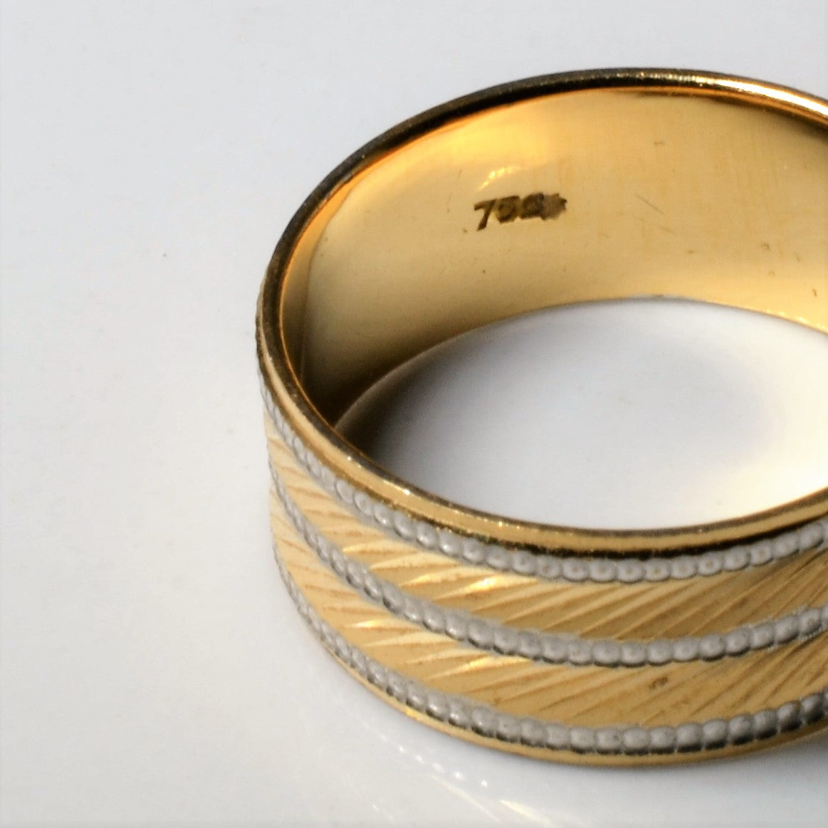 Textured Two Tone Gold Wide Band | SZ 5.5 |