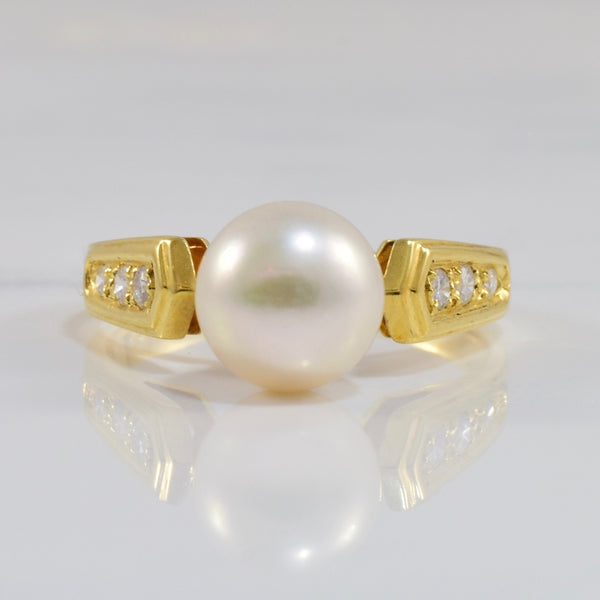Pearl and Diamond Ring | 0.12 ctw SZ 6.25 |