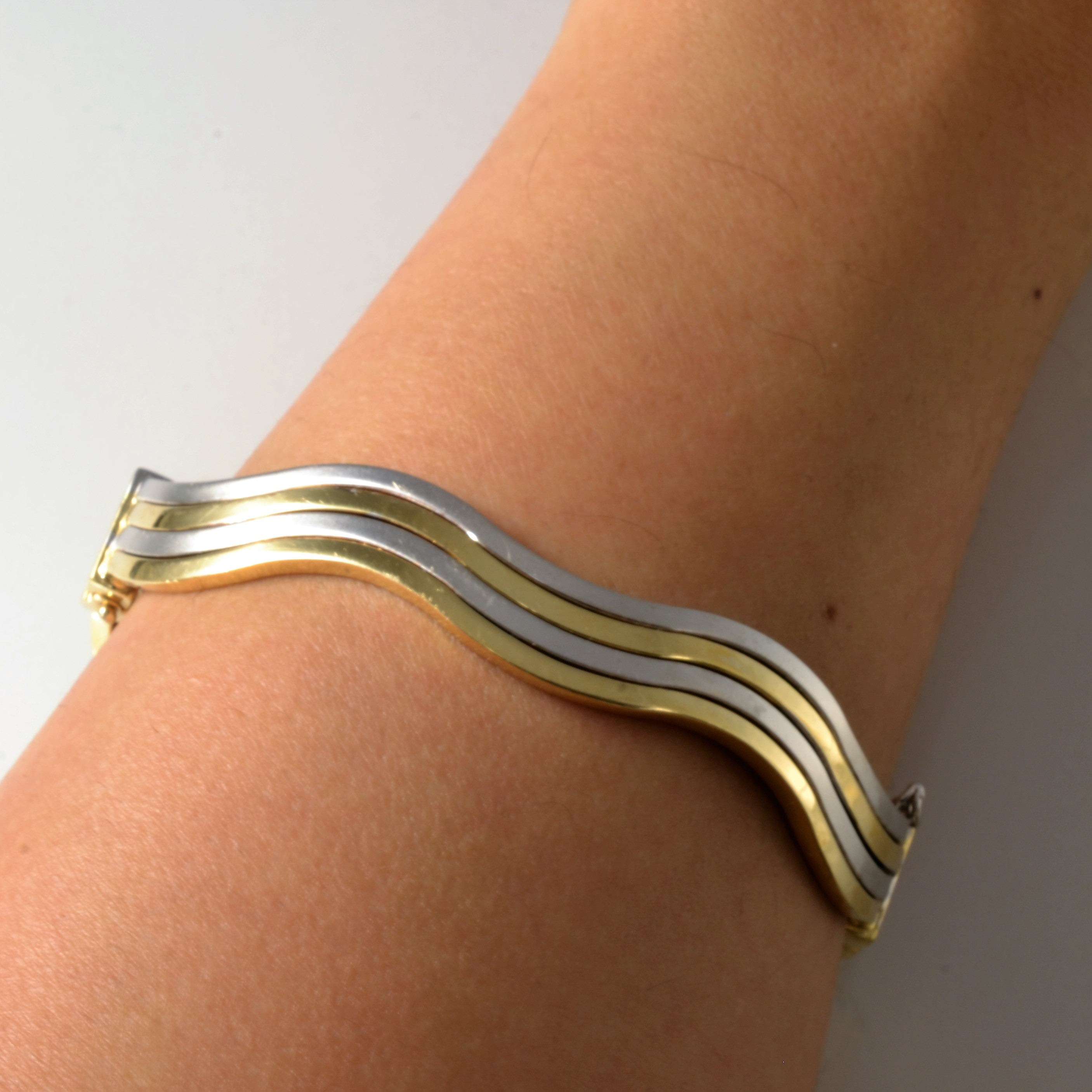 Bracelet jonc à vagues bicolores | 7,5" | 