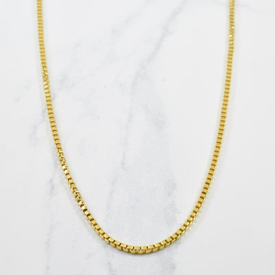 Vintage Italian Hallmarked 18k Yellow Gold Box Chain | 19