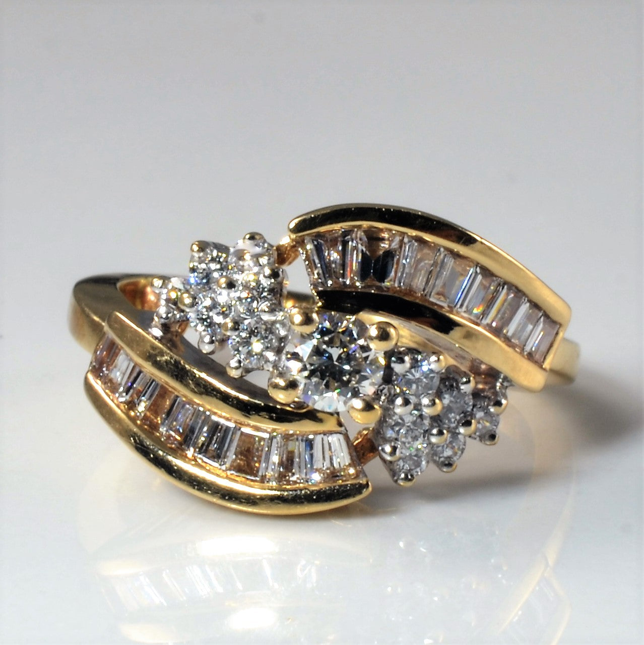 Spiral Diamond Bypass Ring | 0.85ctw | SZ 6 |