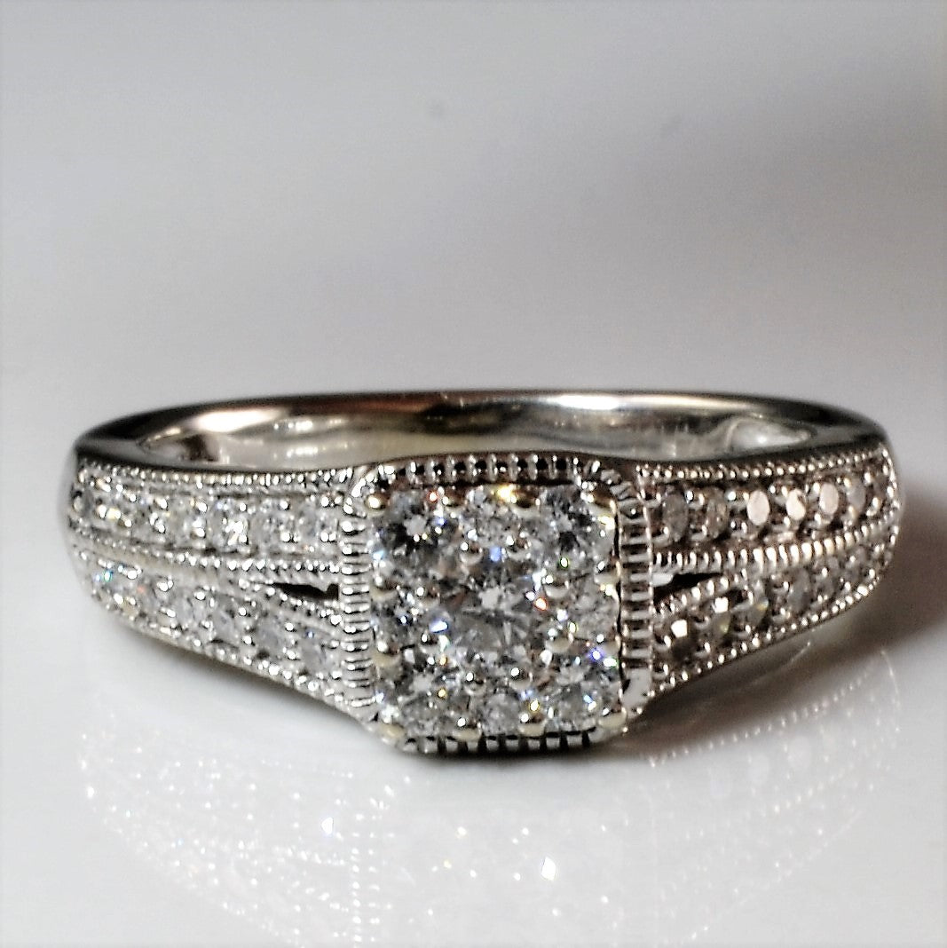 Milgrain Detailed Cluster Diamond Ring | 0.40ctw | SZ 4.5 |