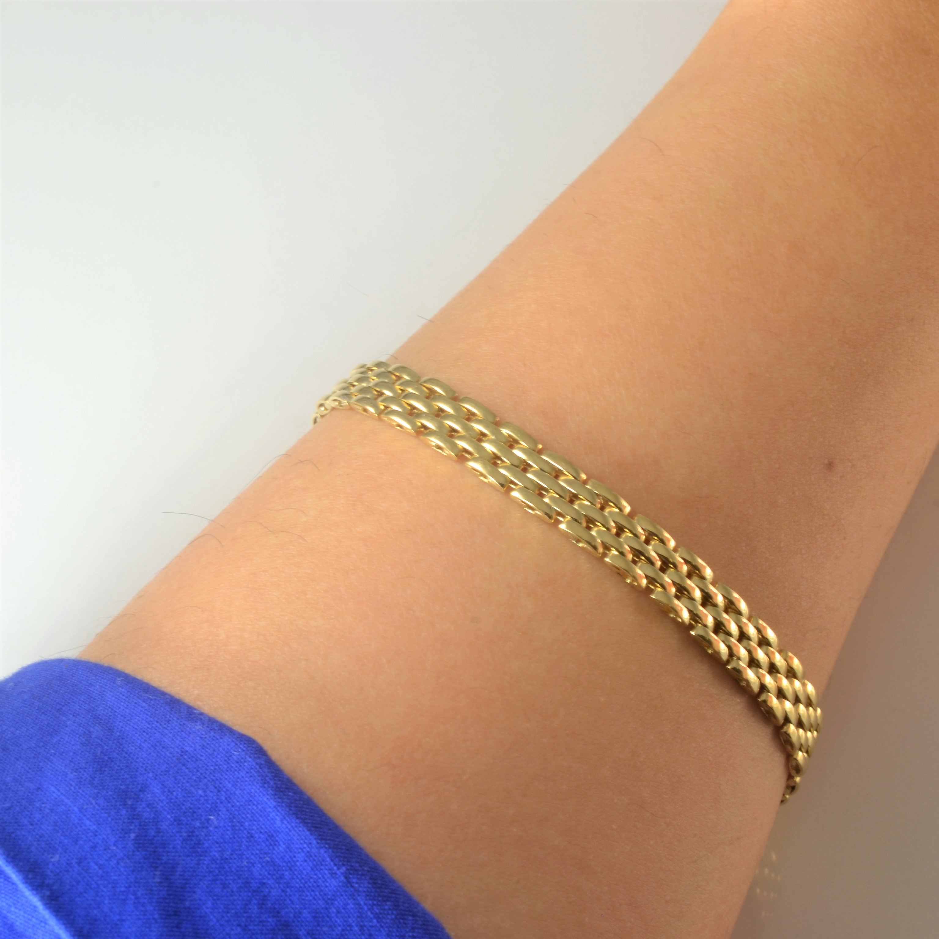 18k Italian Yellow Gold Panther Chain Bracelet | 8" |