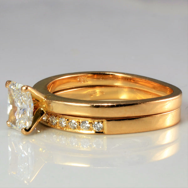 Solitaire Diamond Ring & Diamond Band Engagement Set | 0.76 ctw, SZ 4.5 |