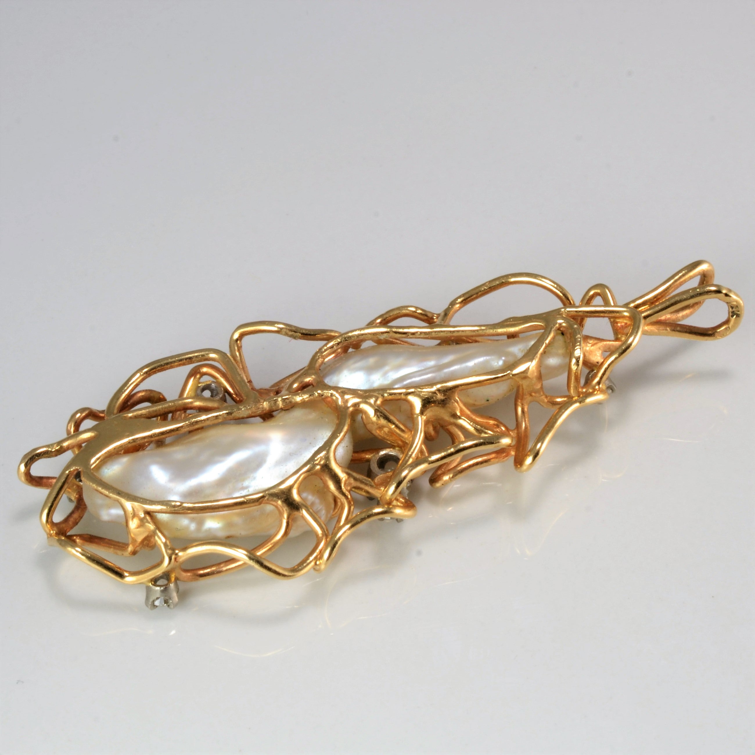 Unique Vintage Pearl & Diamond Textured Pendant | 0.45 ctw |