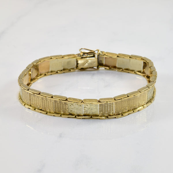 9k Yellow Gold Bar Link Bracelet | 7