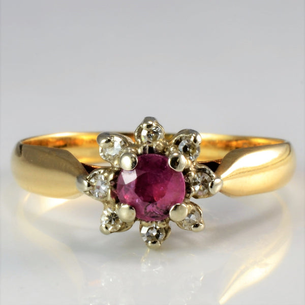 Floral Ruby & Diamond Cocktail Ring | SZ 6 |