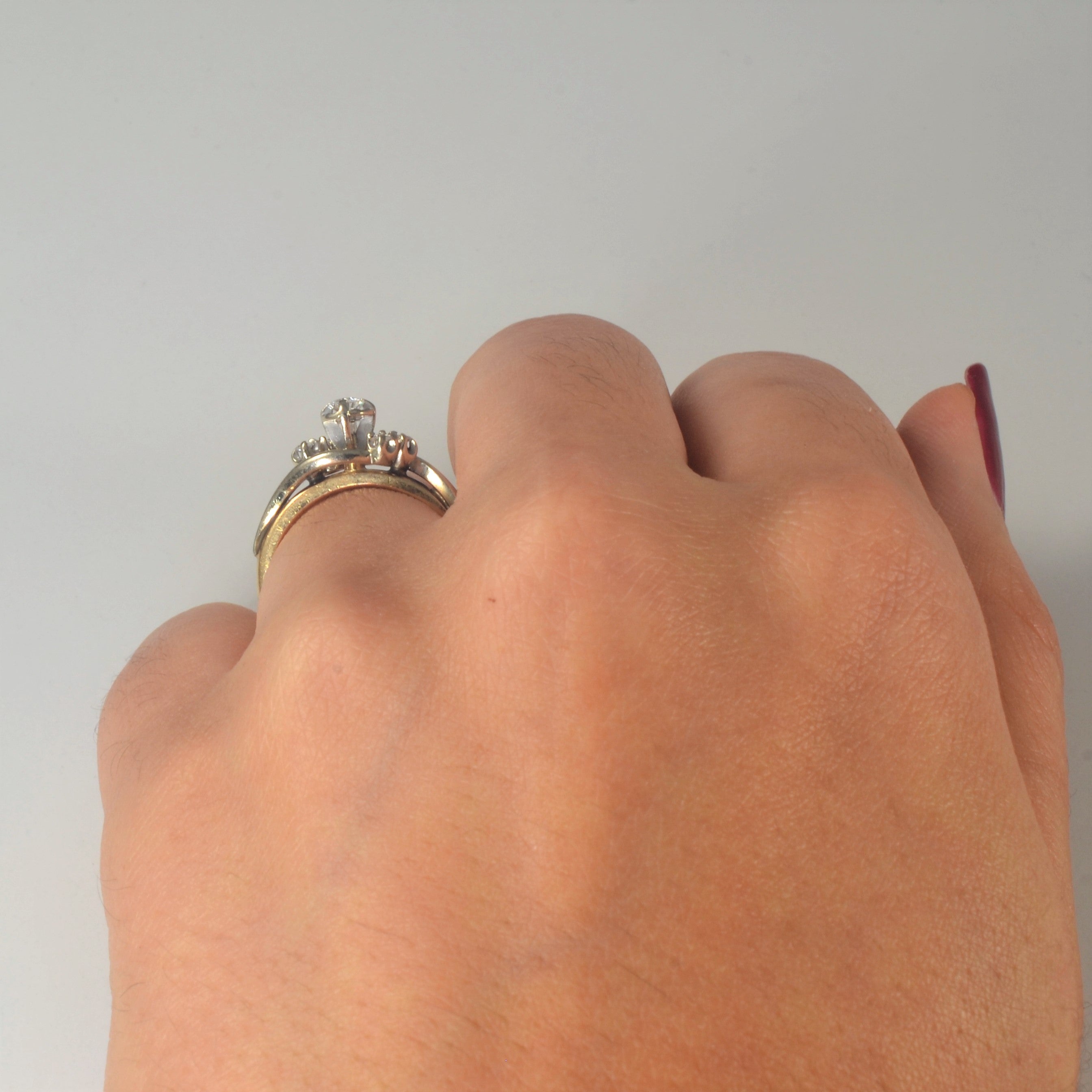 Two Tone Bypass Diamond Ring | 0.14ctw| SZ 5.25|