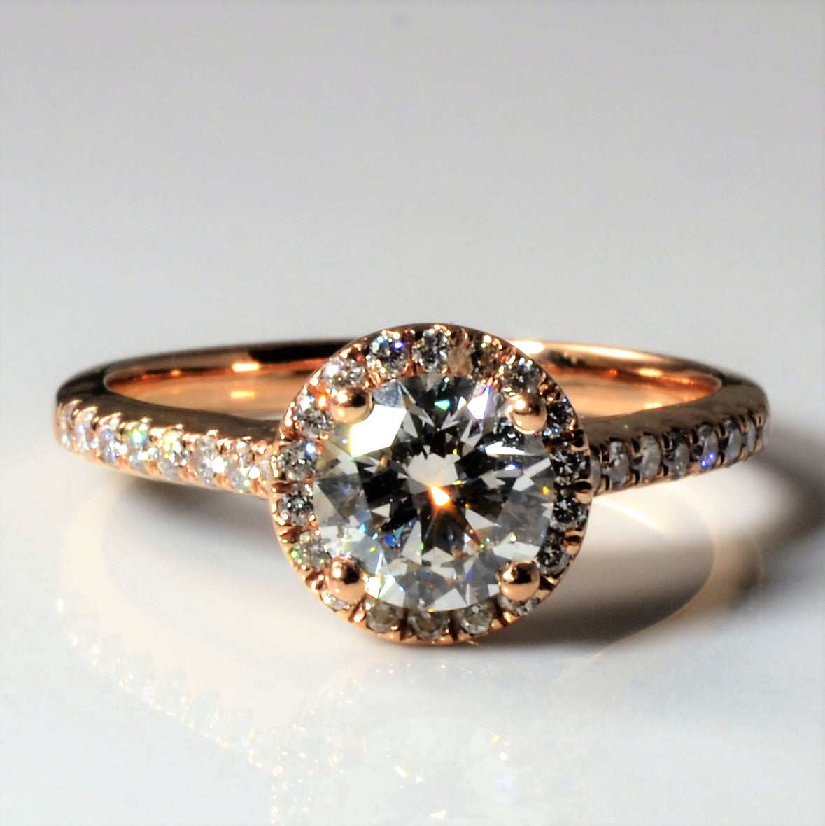 Rose Gold Diamond Halo Engagement Ring | 1.33ctw | SZ 7 |