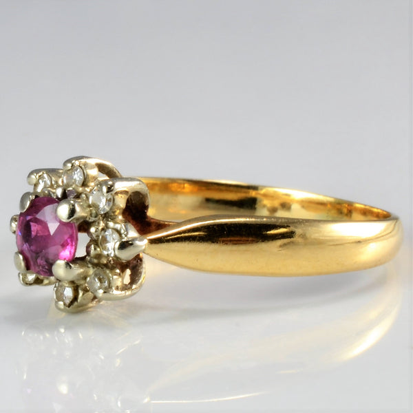 Floral Ruby & Diamond Cocktail Ring | SZ 6 |
