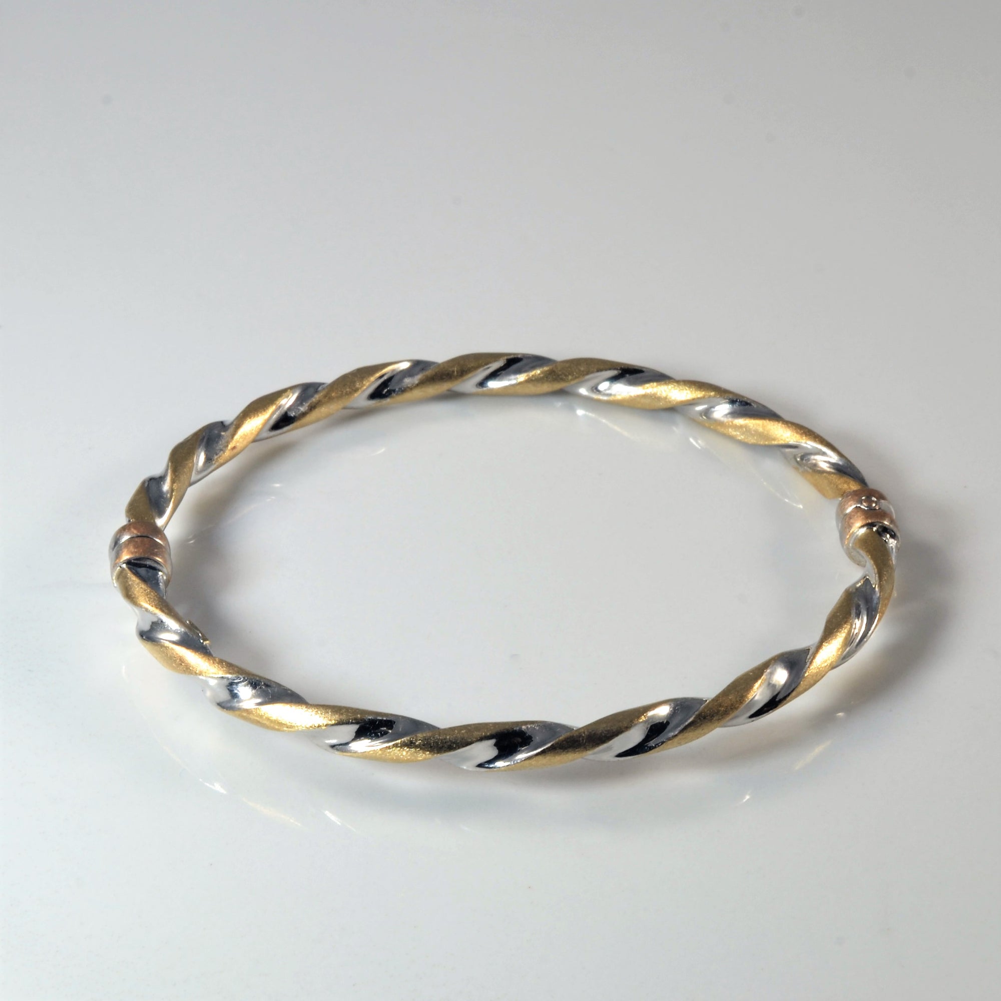 Two Tone Twisted Gold Bangle | 7