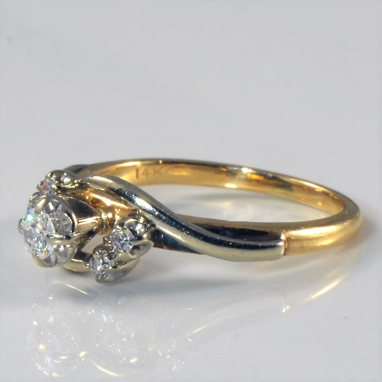 Two Tone Bypass Diamond Ring | 0.14ctw| SZ 5.25|