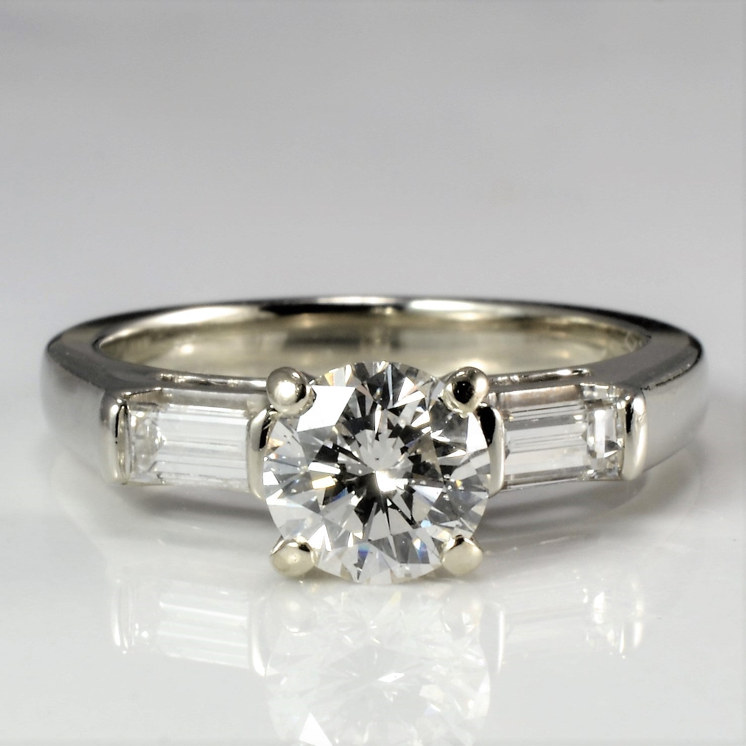 Baguette Accented GIA Diamond Engagement Ring | 1.24 ctw, SZ 5.75 |