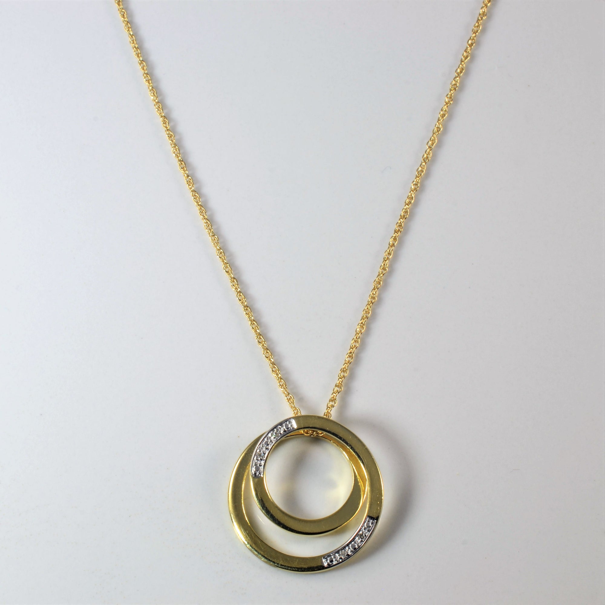 Yellow Gold Diamond Swirl Necklace | 0.01ctw | 18
