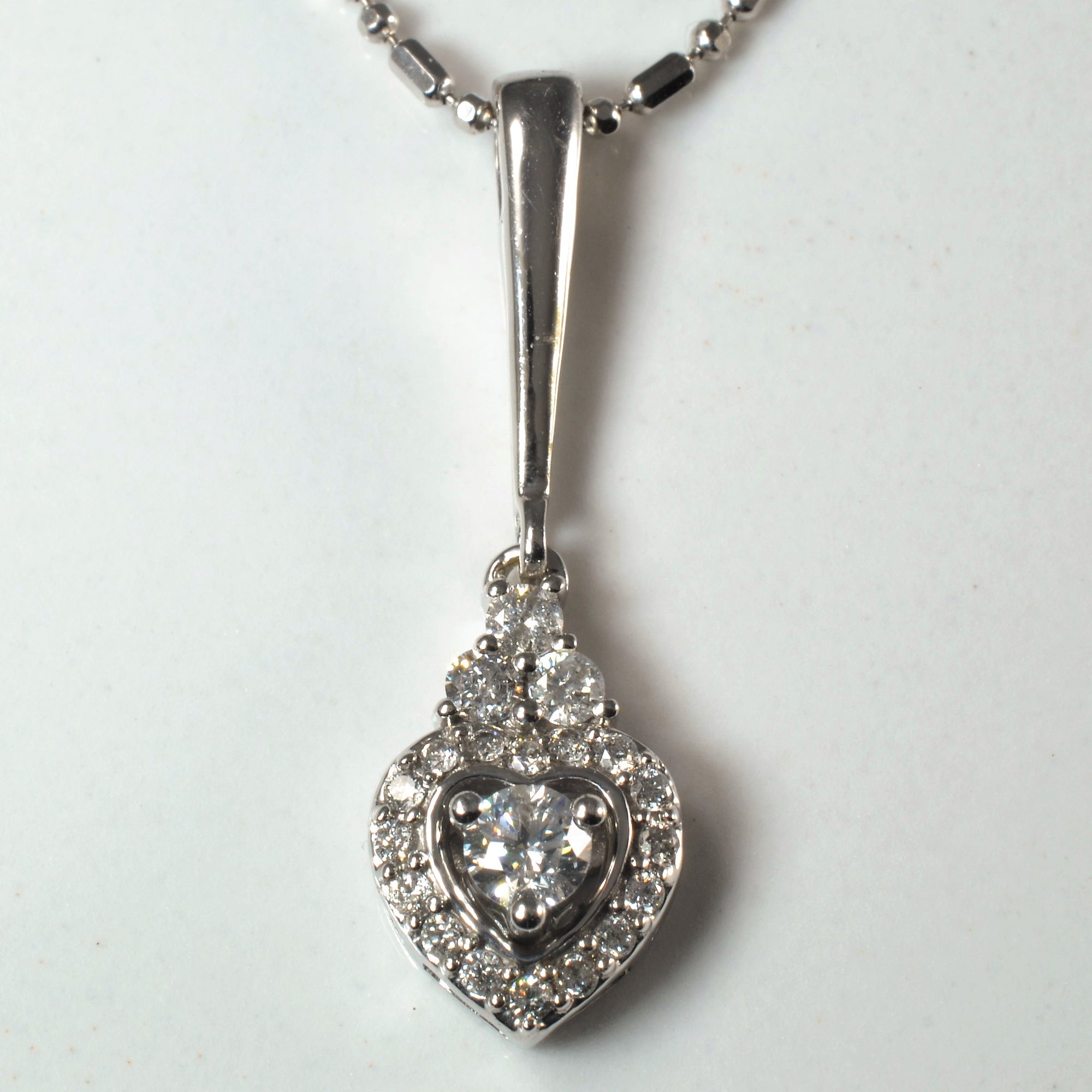 Diamond Heart Drop Necklace | 0.31ctw | 15