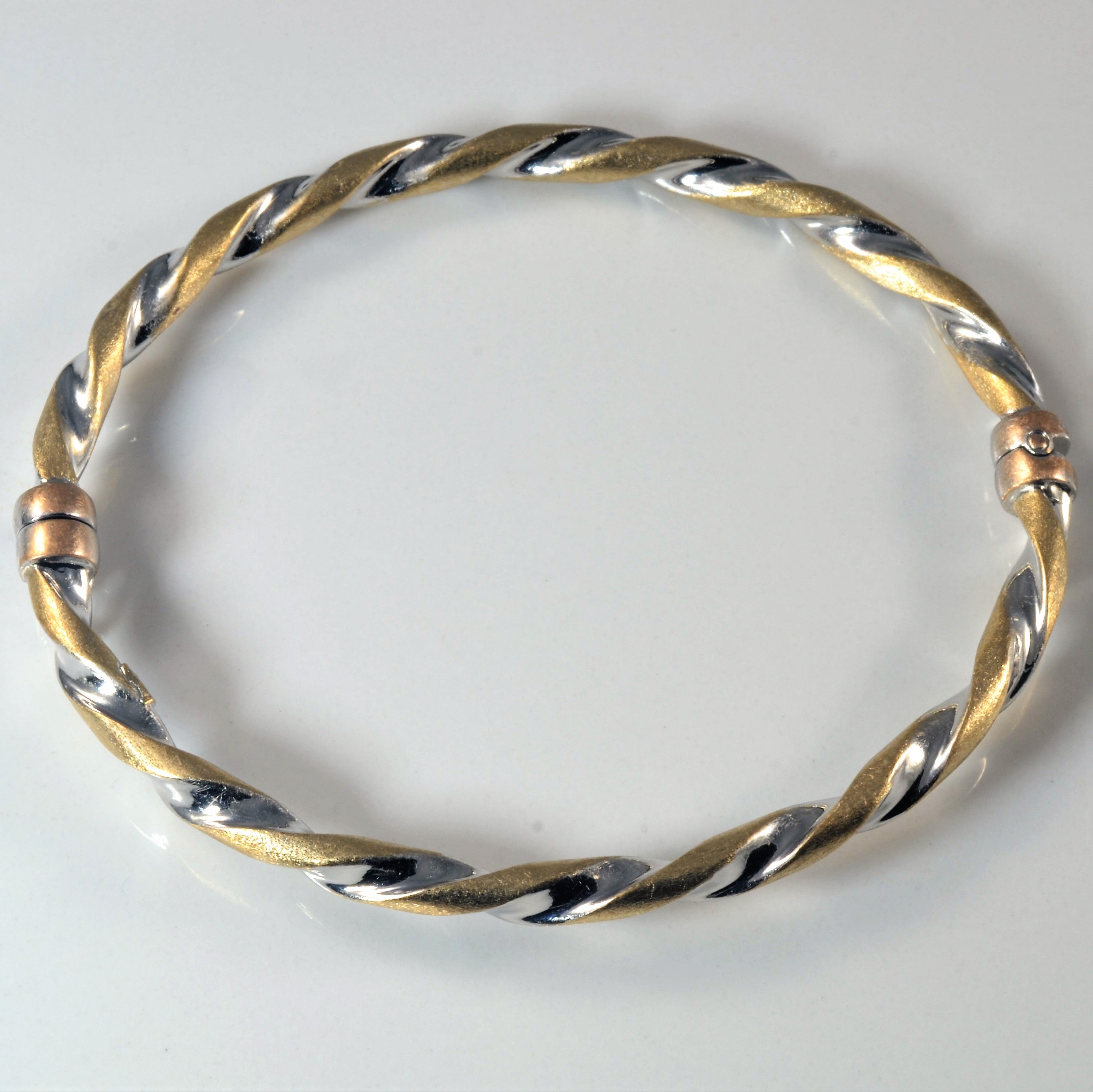 Two Tone Twisted Gold Bangle | 7" |