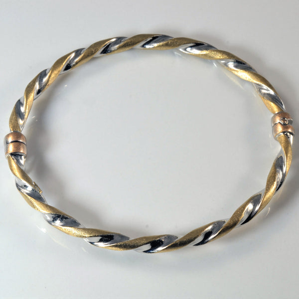 Two Tone Twisted Gold Bangle | 7
