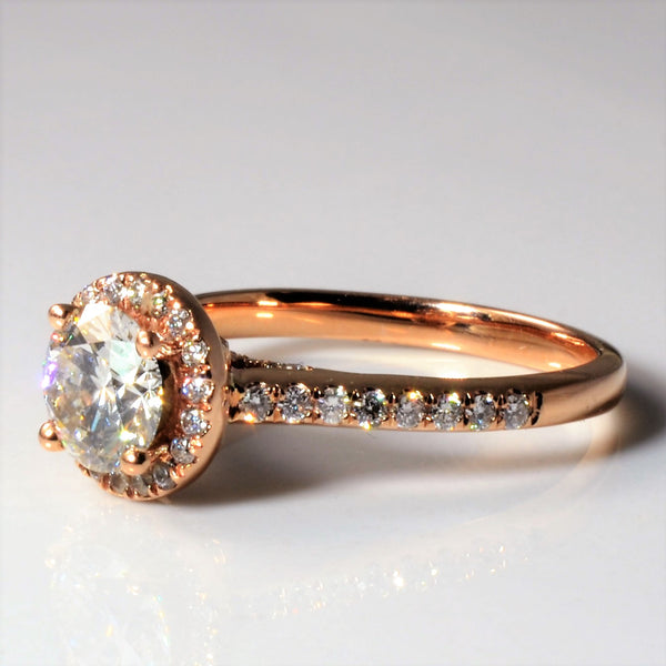 Rose Gold Diamond Halo Engagement Ring | 1.33ctw | SZ 7 |