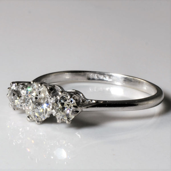 Art Deco Old Mine Cut Three Stone Diamond Ring | 1.06ctw | SZ 7.75 |