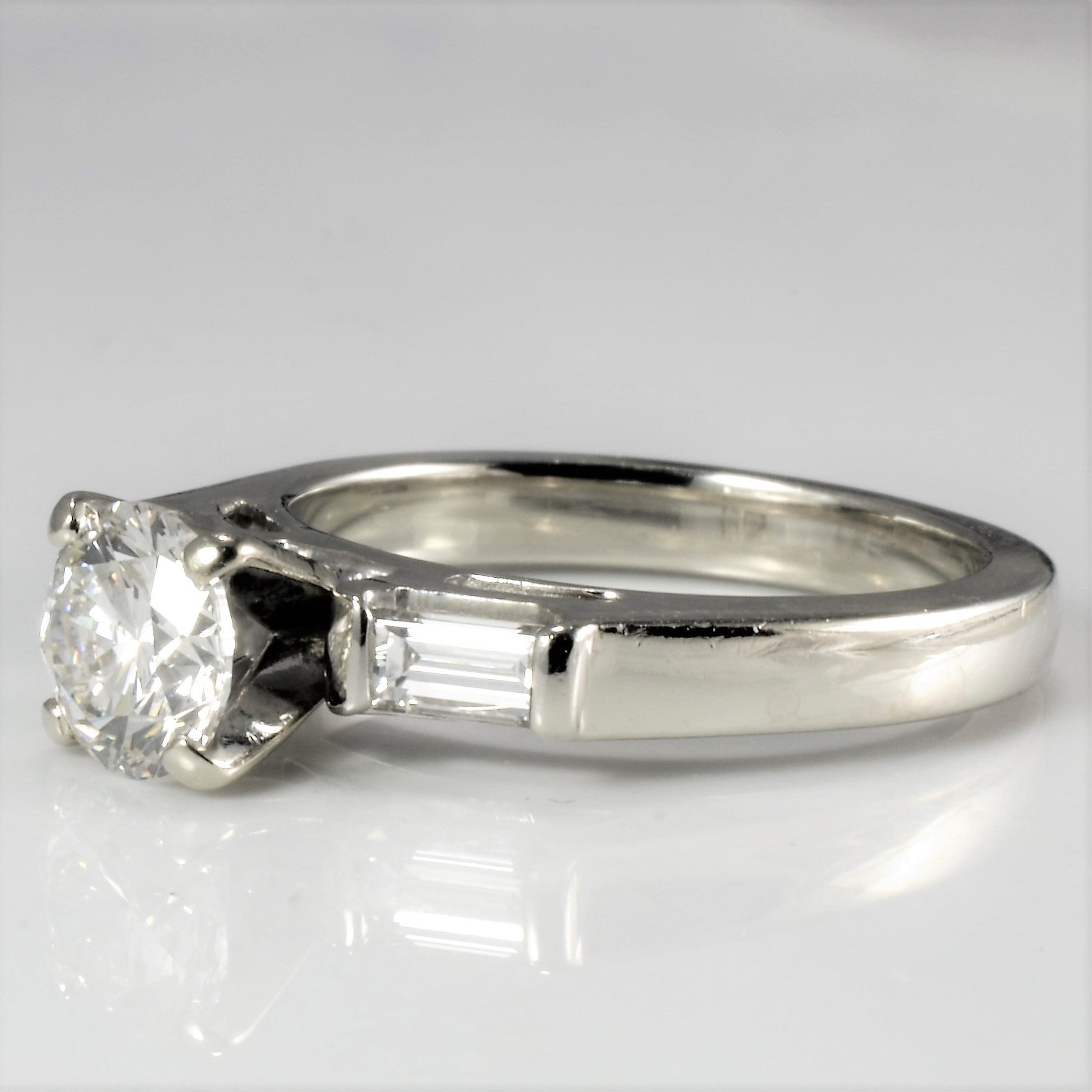 Baguette Accented GIA Diamond Engagement Ring | 1.24 ctw, SZ 5.75 |