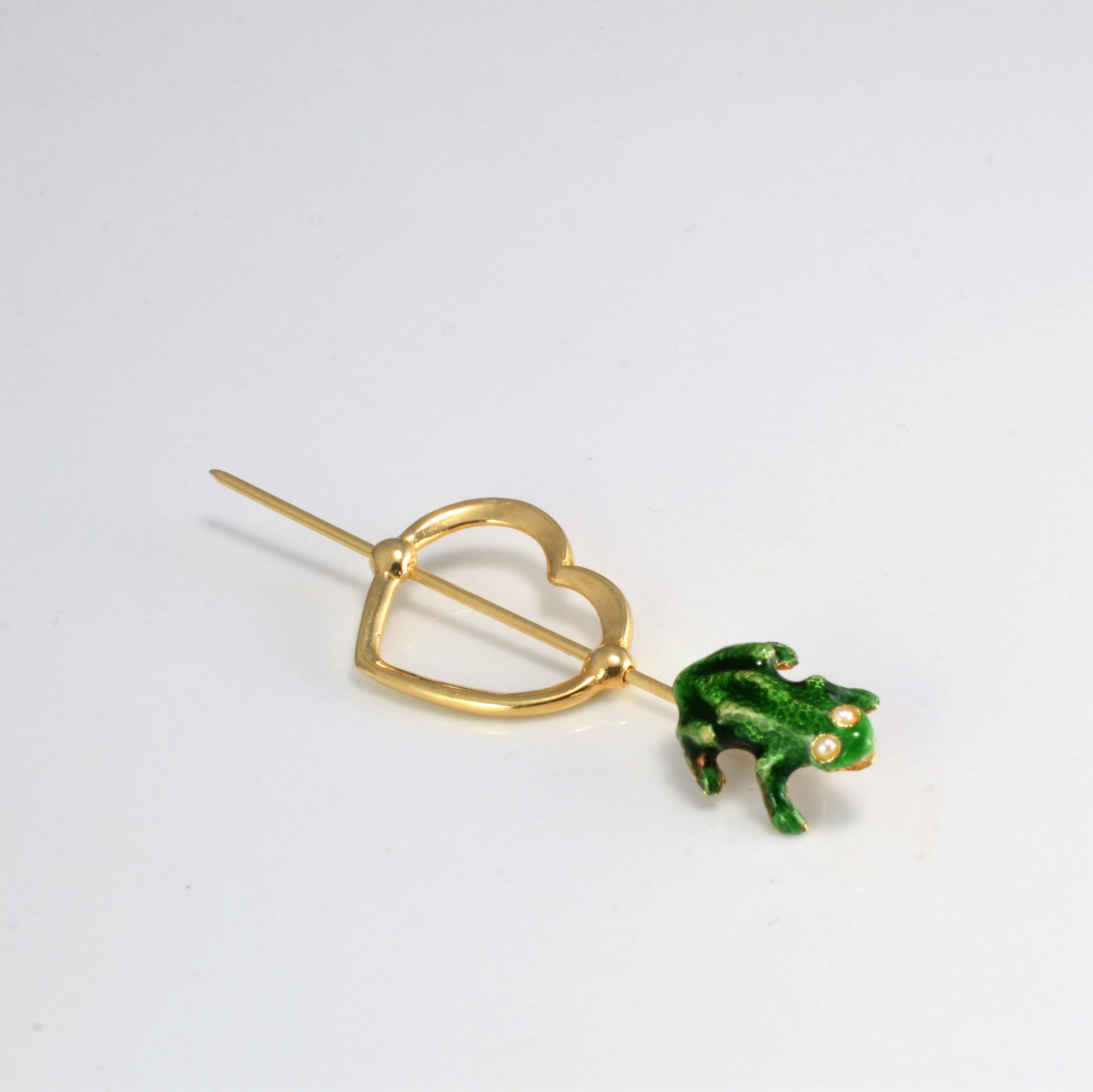 Enameled Frog Gold Pin