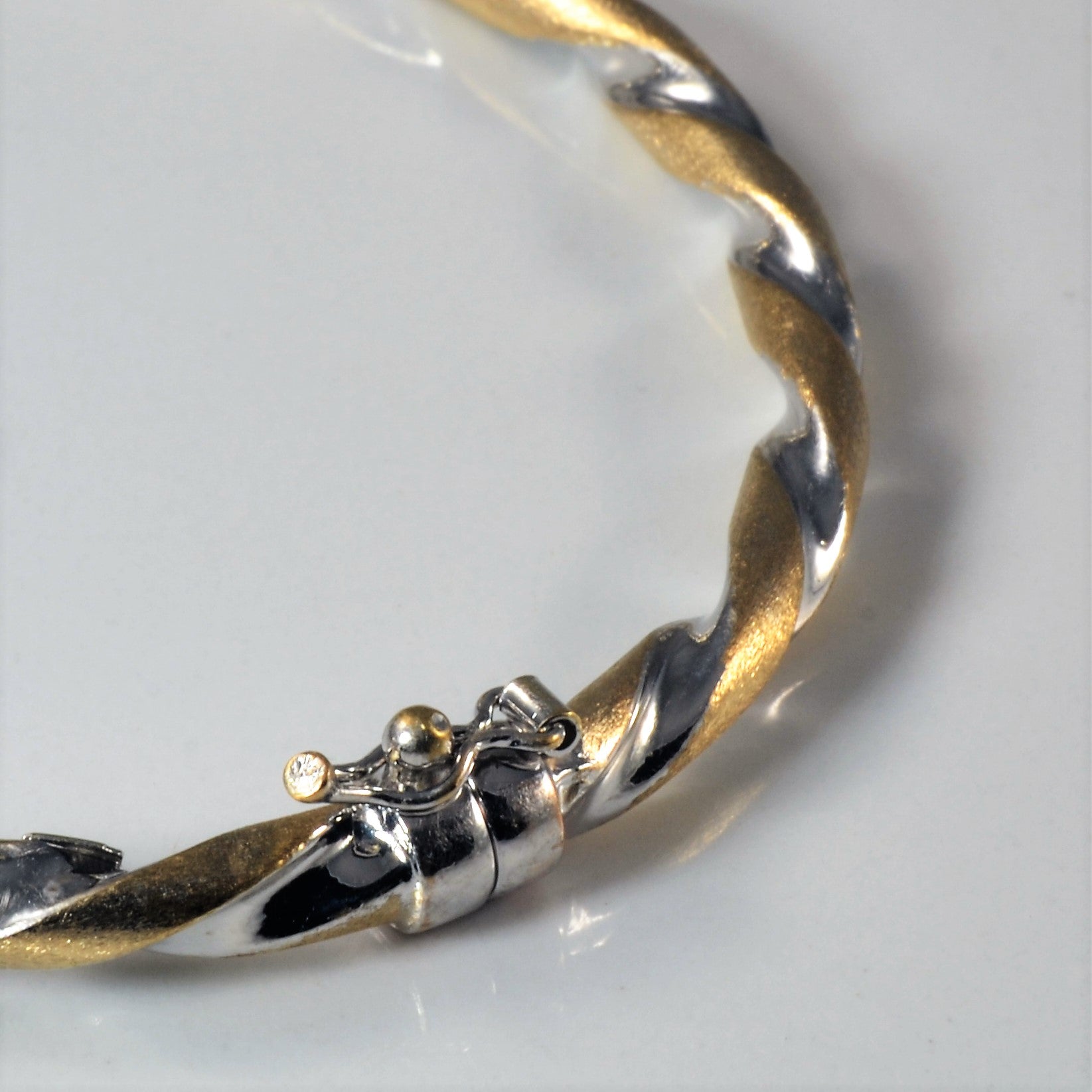 Two Tone Twisted Gold Bangle | 7" |