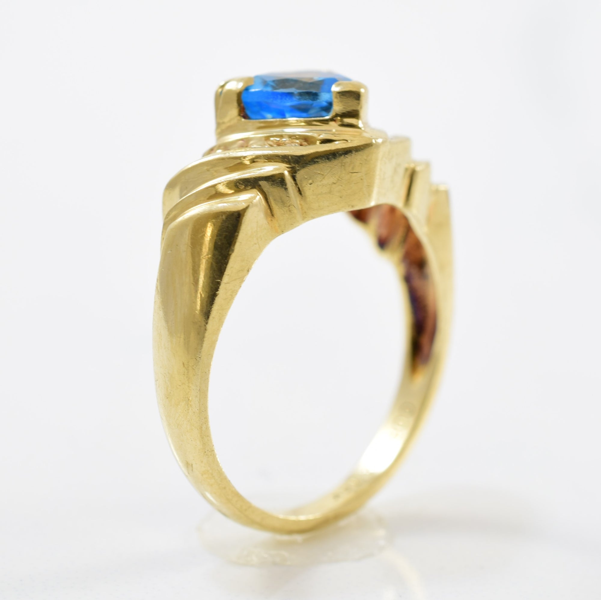 Blue Topaz & Diamond Ring | 0.12ctw, 1.35ct | SZ 6.5 |