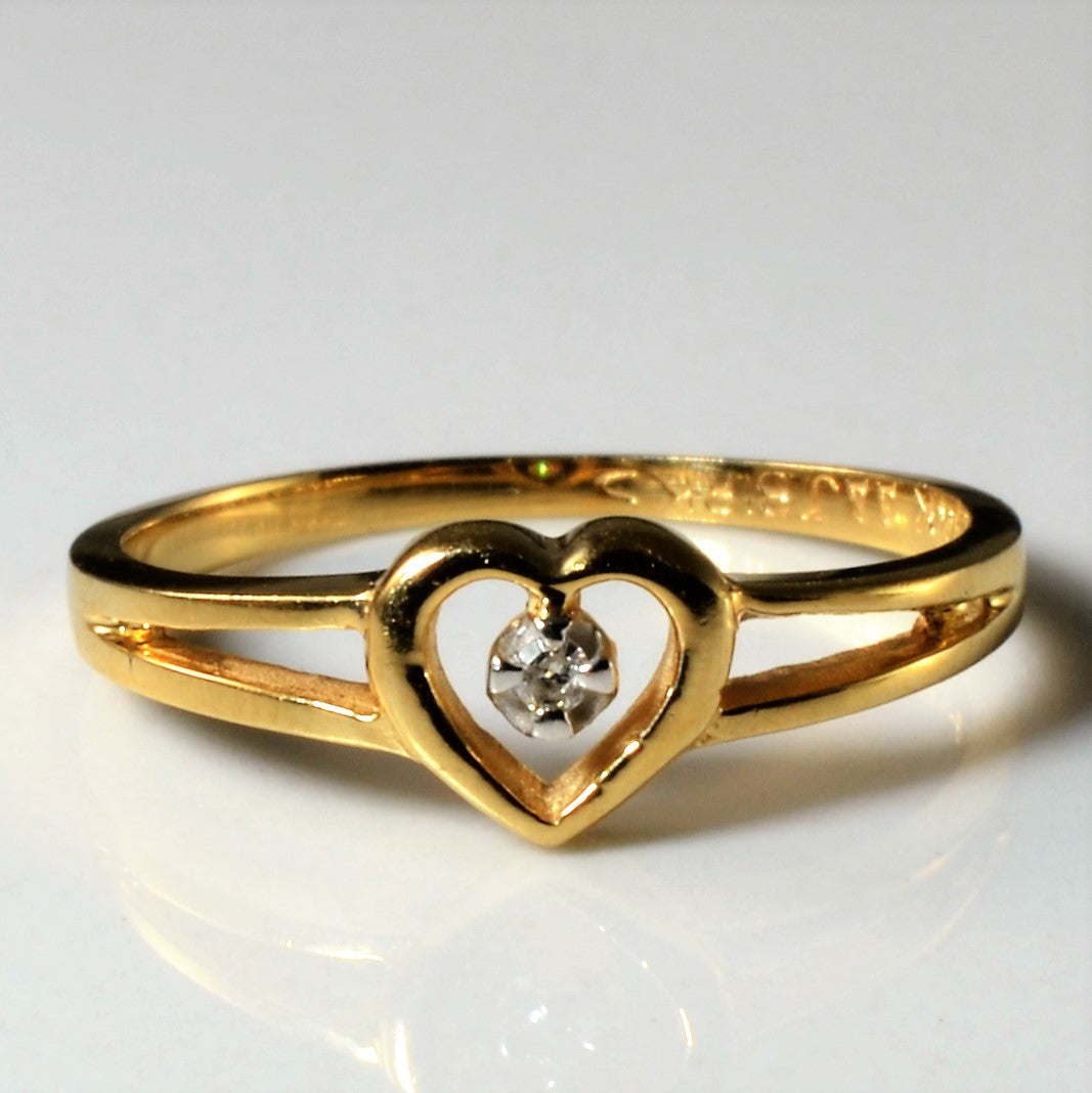 'Birks' Petite Diamond Heart Ring | 0.01ct | SZ 3.5 |