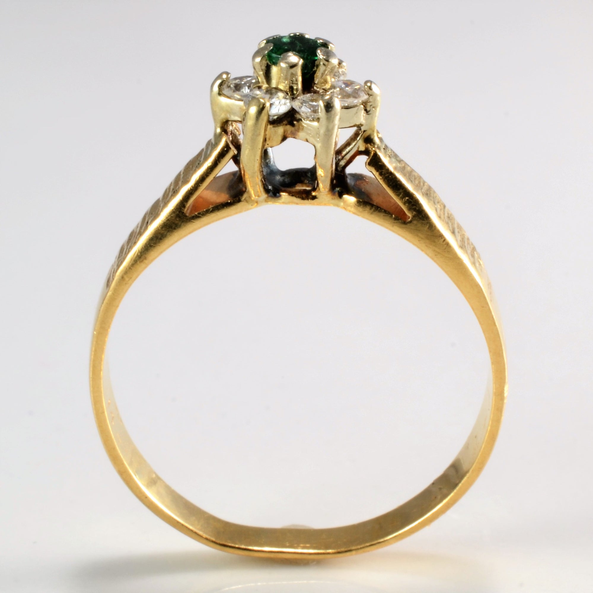 Floral Diamond & Emerald Ladies Ring | 0.12 ctw, SZ 6 |