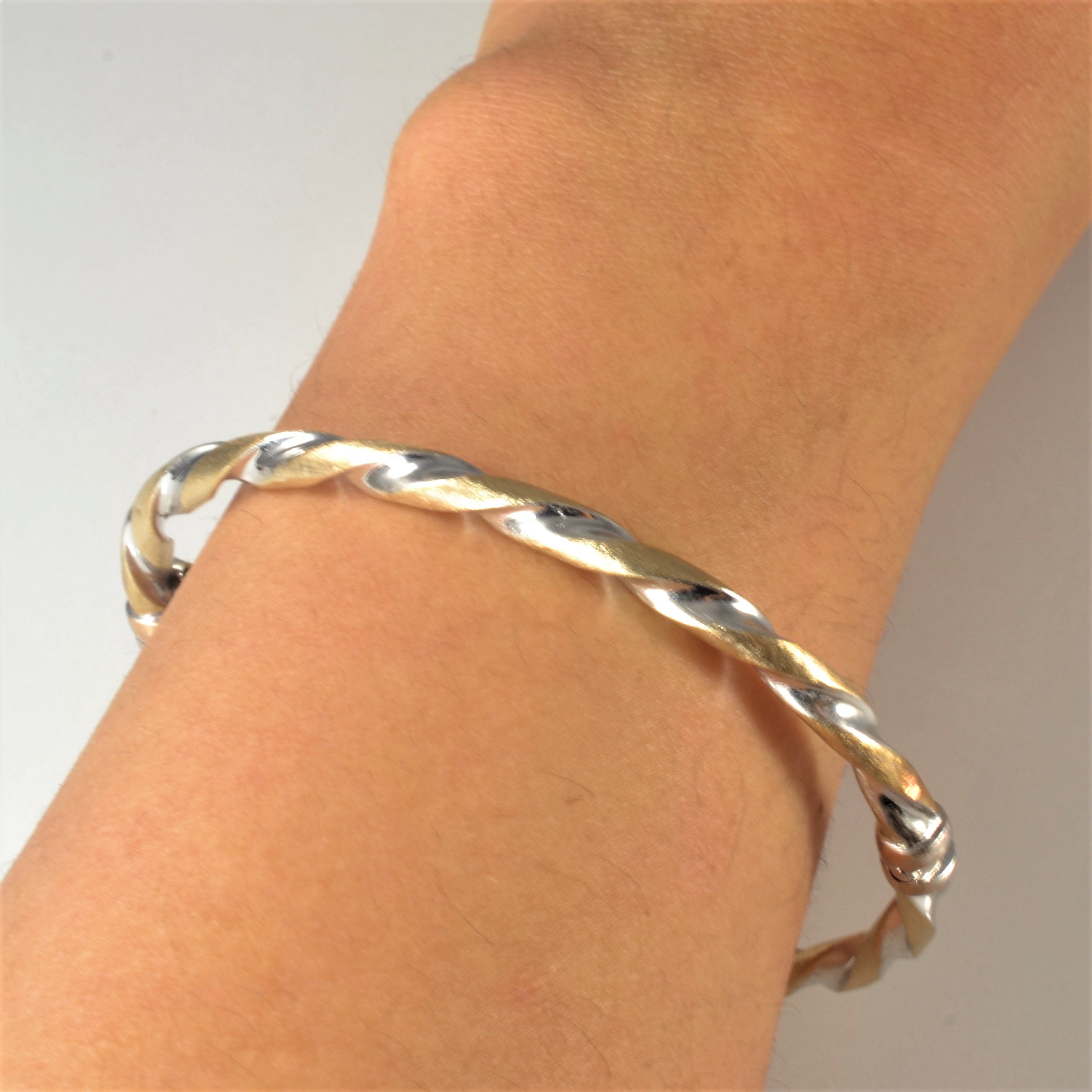 Two Tone Twisted Gold Bangle | 7" |