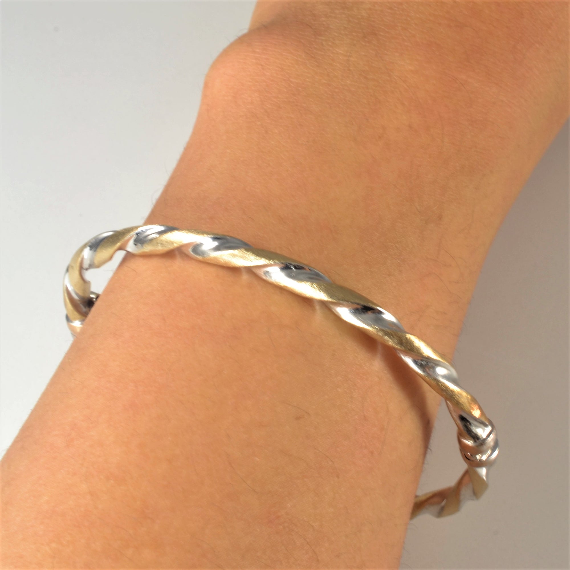 Two Tone Twisted Gold Bangle | 7