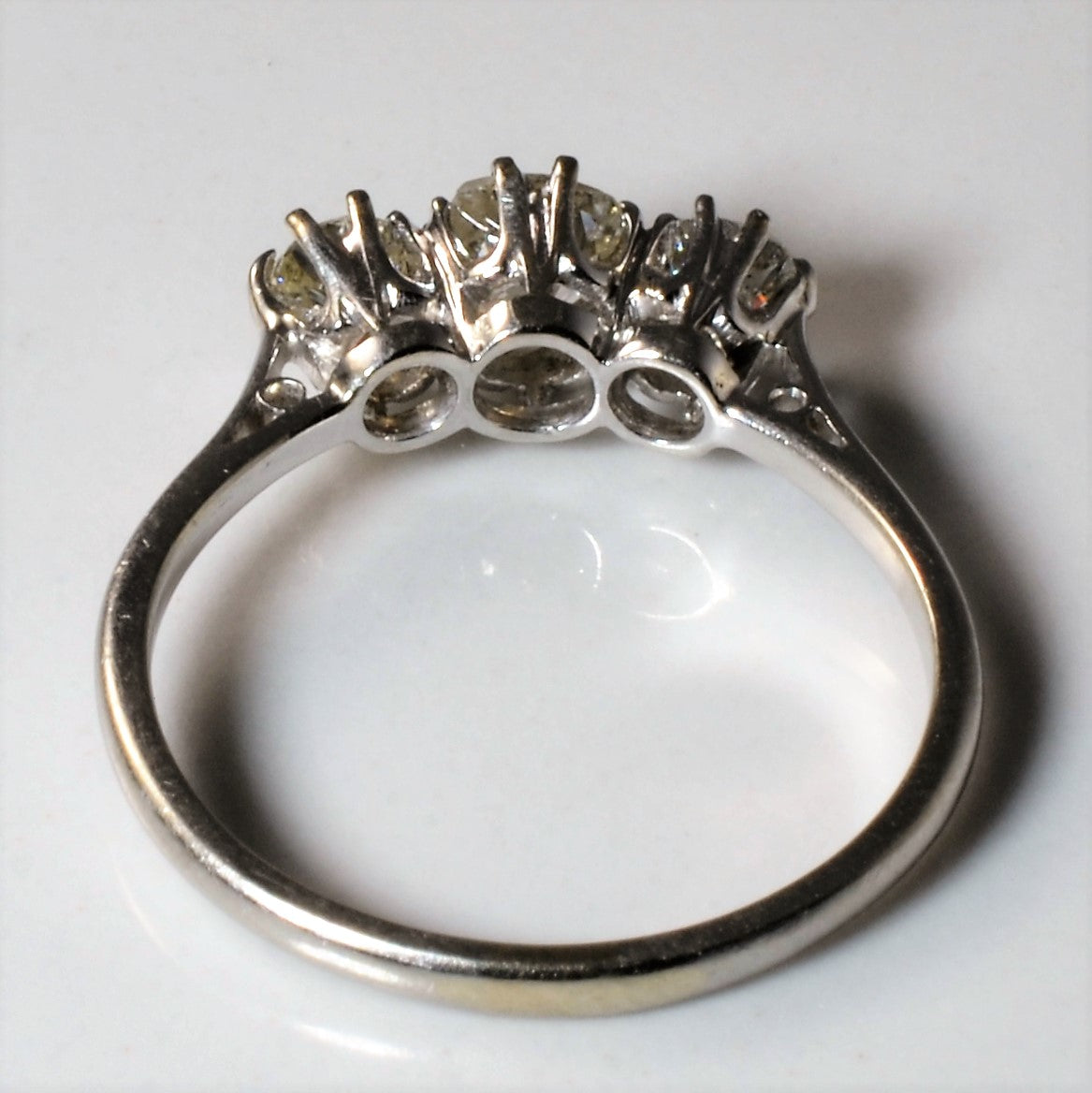 Art Deco Old Mine Cut Three Stone Diamond Ring | 1.06ctw | SZ 7.75 |