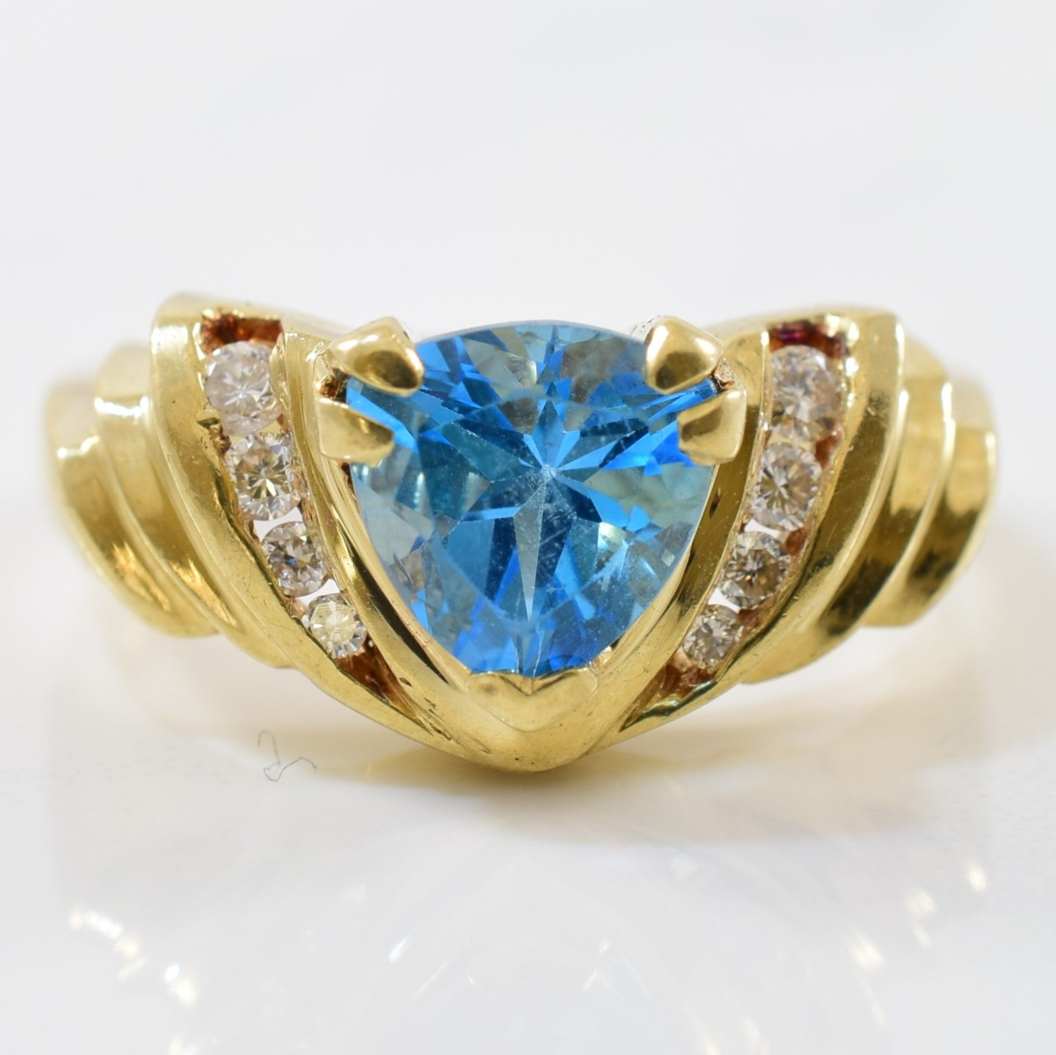 Blue Topaz & Diamond Ring | 0.12ctw, 1.35ct | SZ 6.5 |