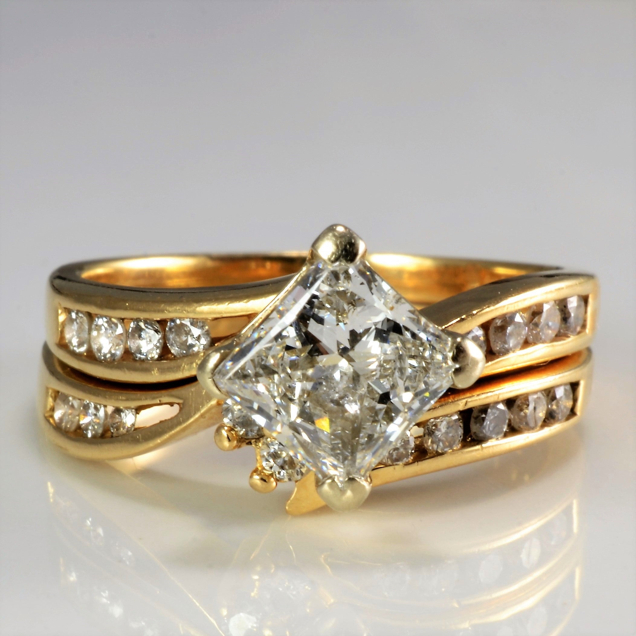 Bypass Princess Diamond Wedding Set | 1.31ctw | SZ 5.75 |