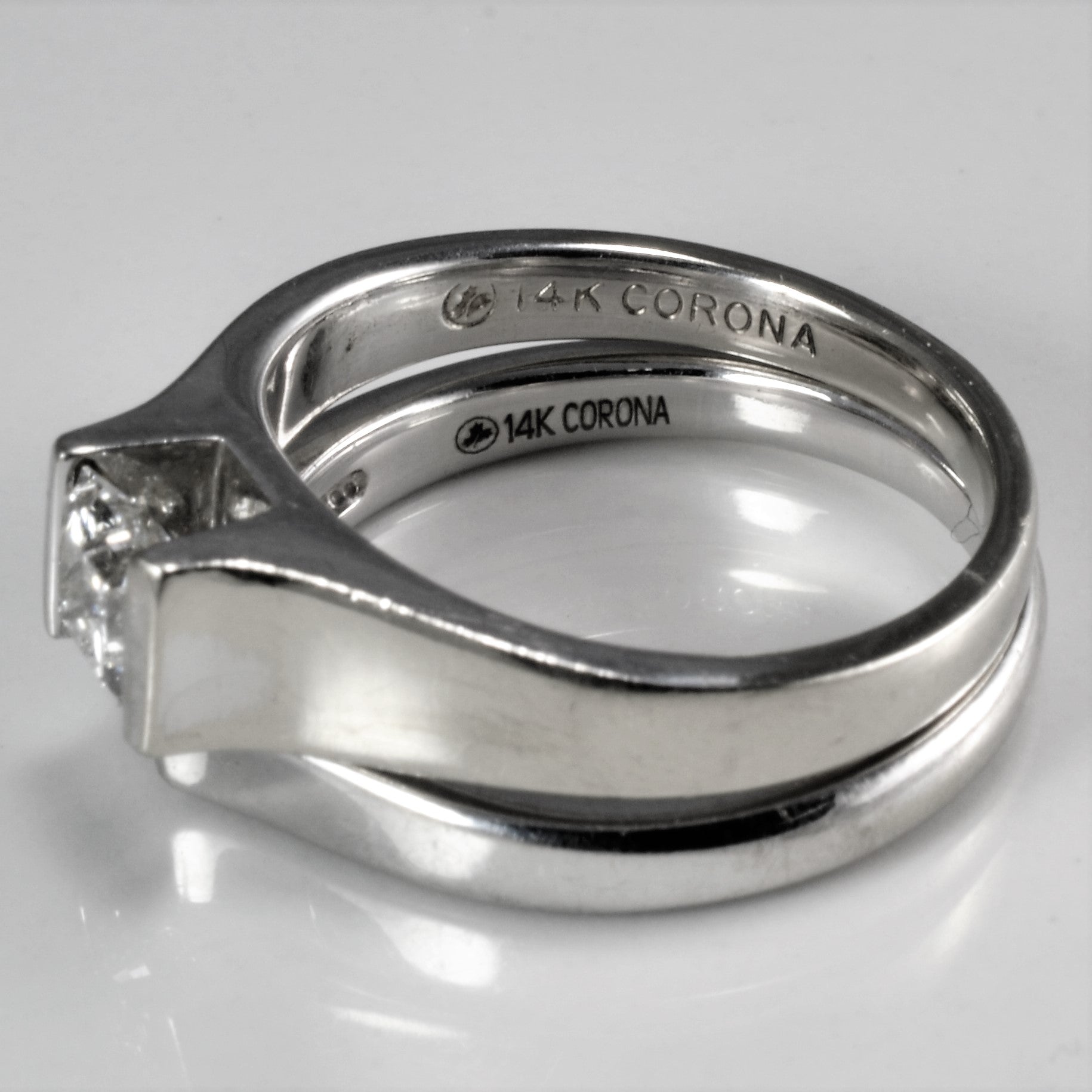 Bezel Set Princess Diamond Wedding Ring Set | 0.52 ctw, SZ 6 |