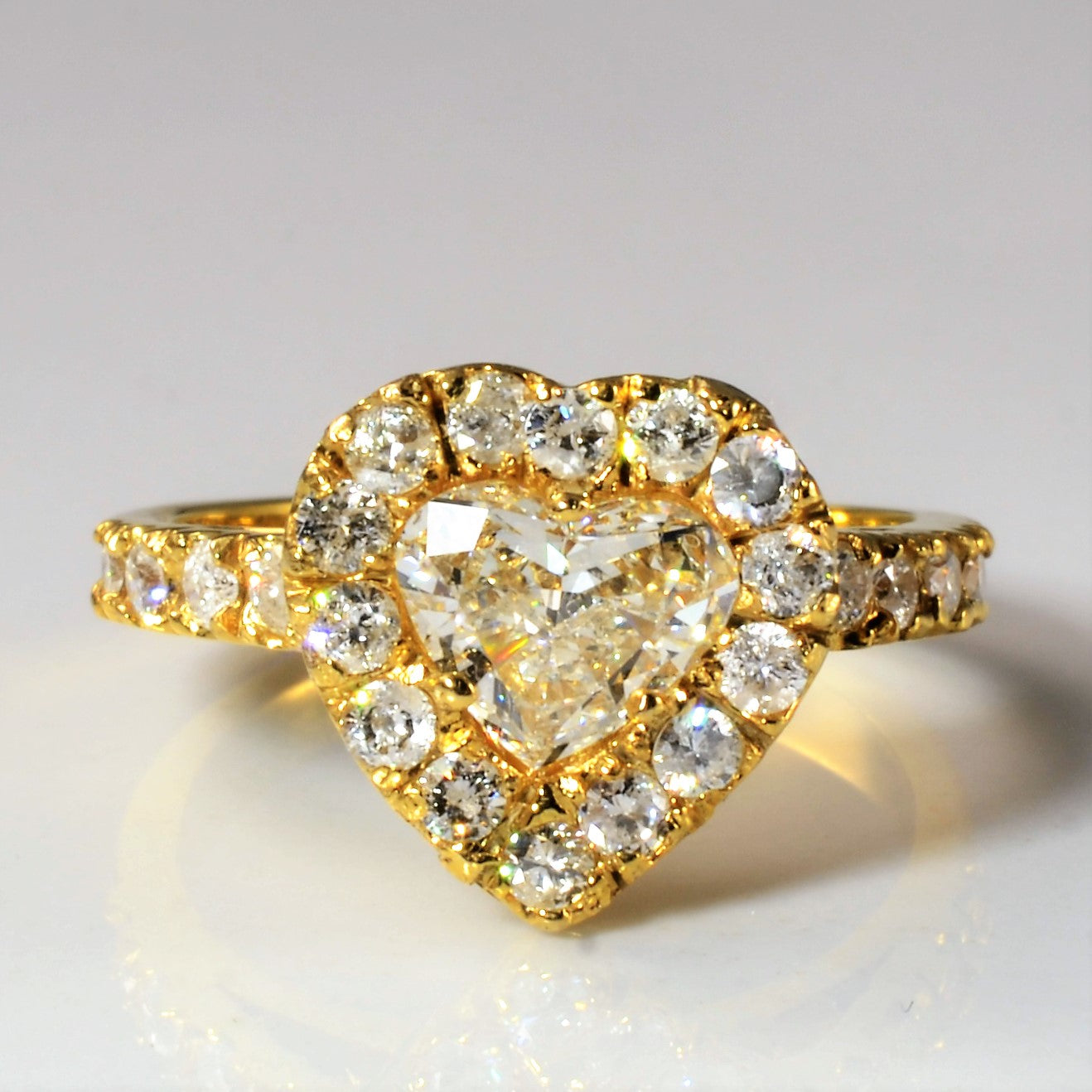Halo Heart Diamond Engagement Ring | 1.58ctw | SZ 6.5 |