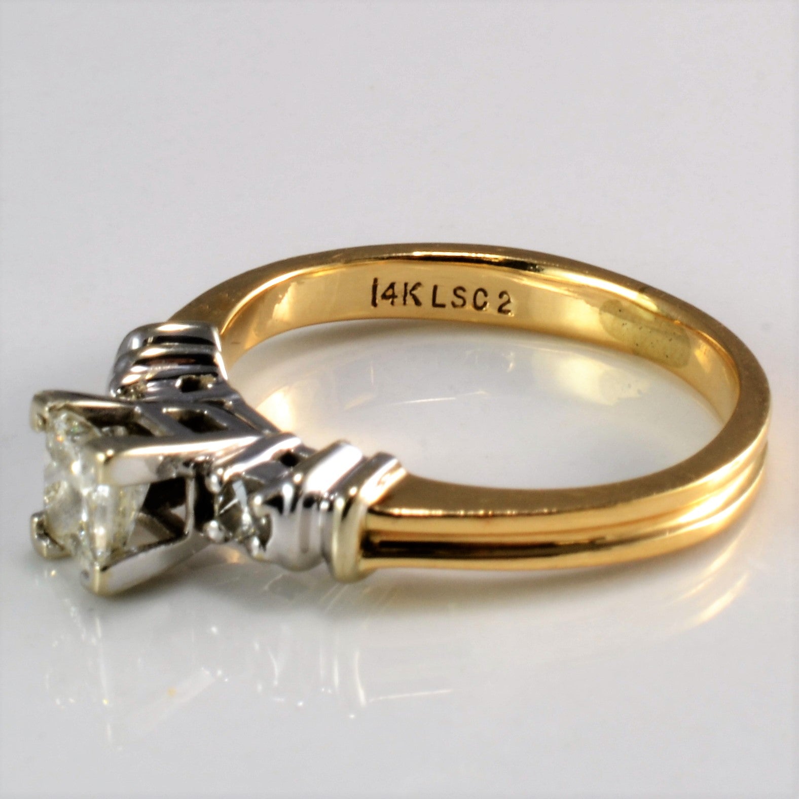Solitaire Princess & Accents Diamond Engagement Ring | 0.41 ctw, SZ 4.5 |