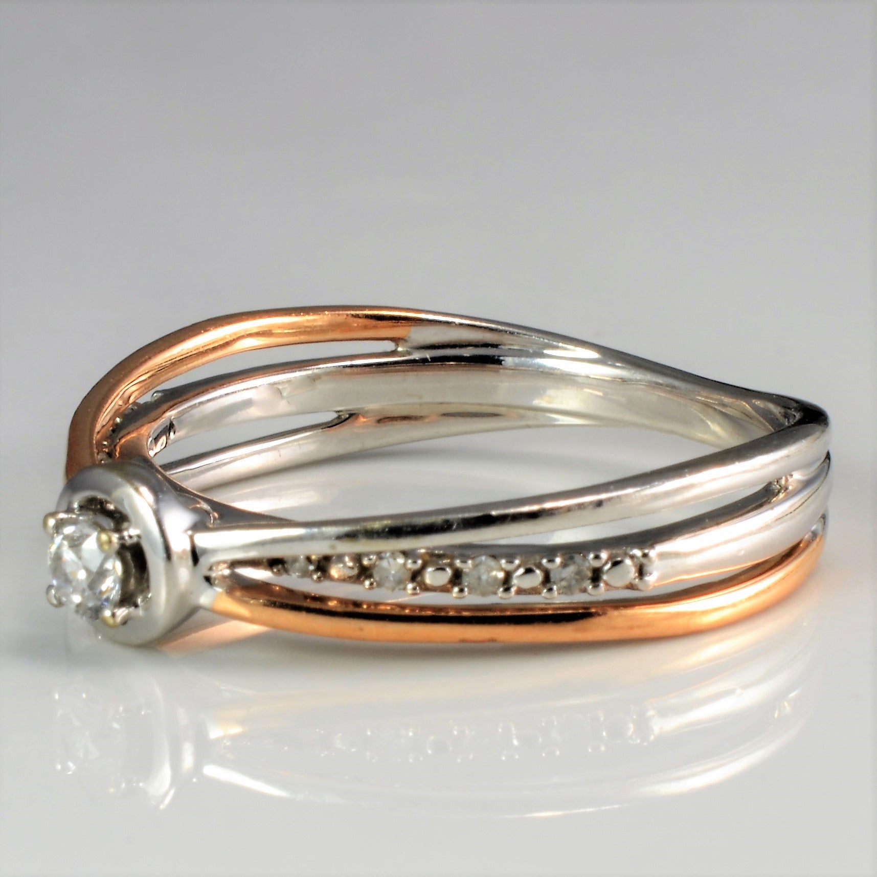 Two Tone Gold Diamond Promise Ring | 0.12 ctw, SZ 7.25 |