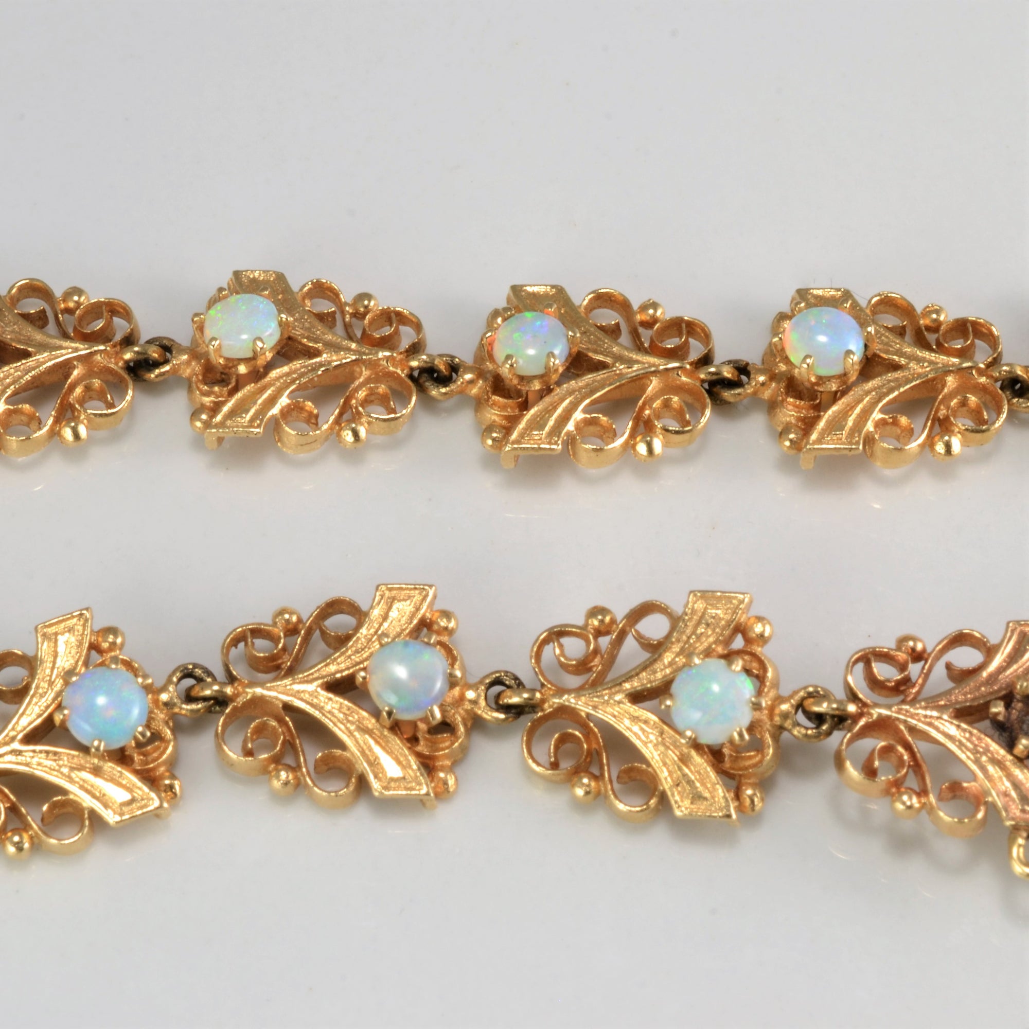 Vintage Filigree Design Opal Chain Bracelet | 8''|