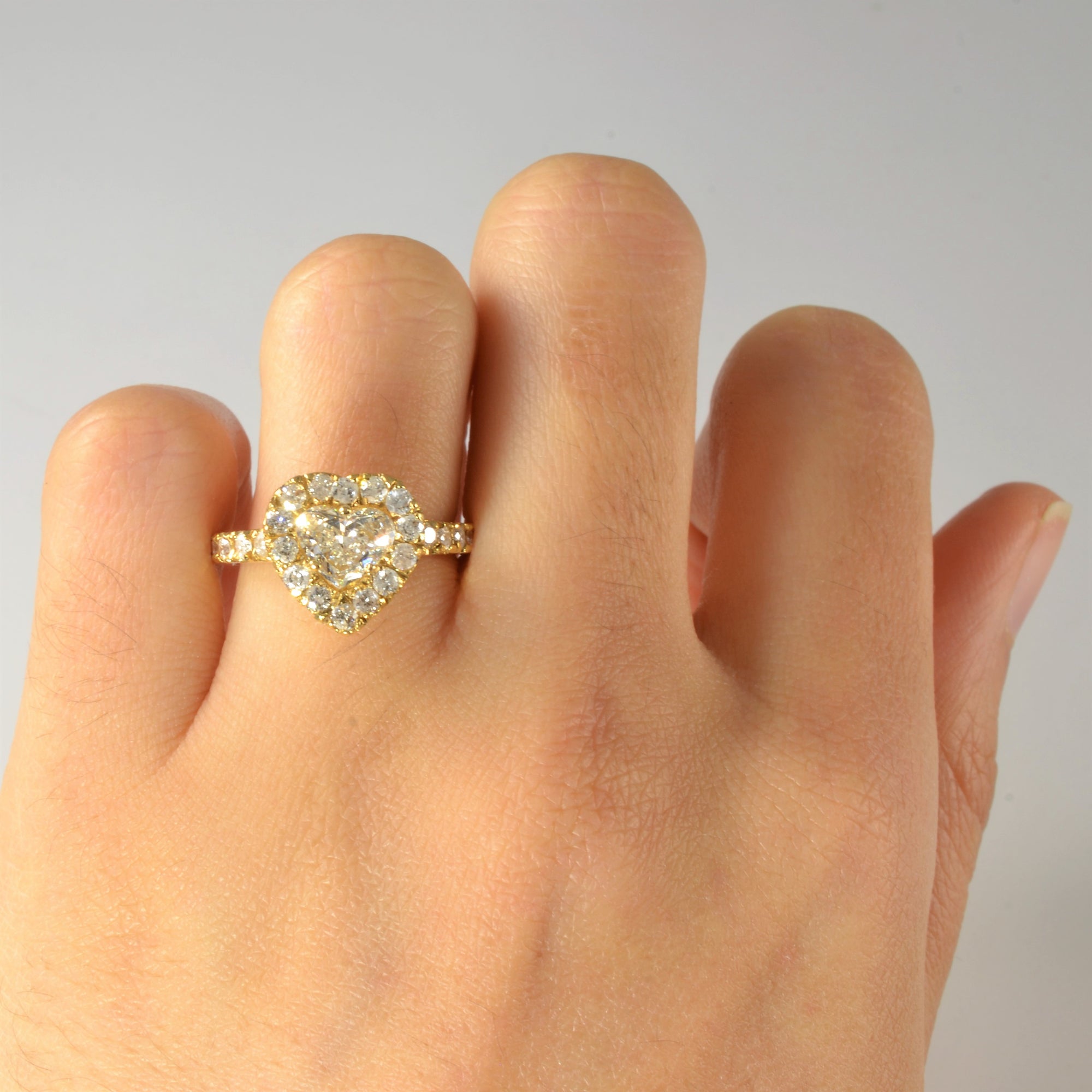 Halo Heart Diamond Engagement Ring | 1.58ctw | SZ 6.5 |