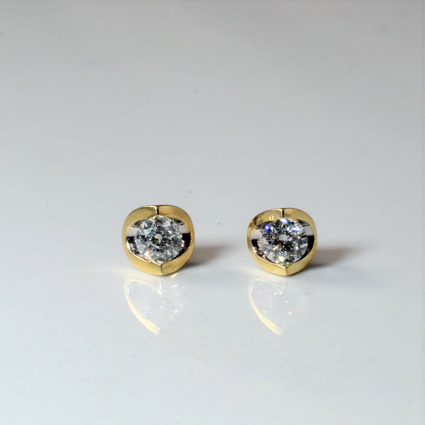 Semi Bezel Diamond Stud Earrings | 0.50ctw |