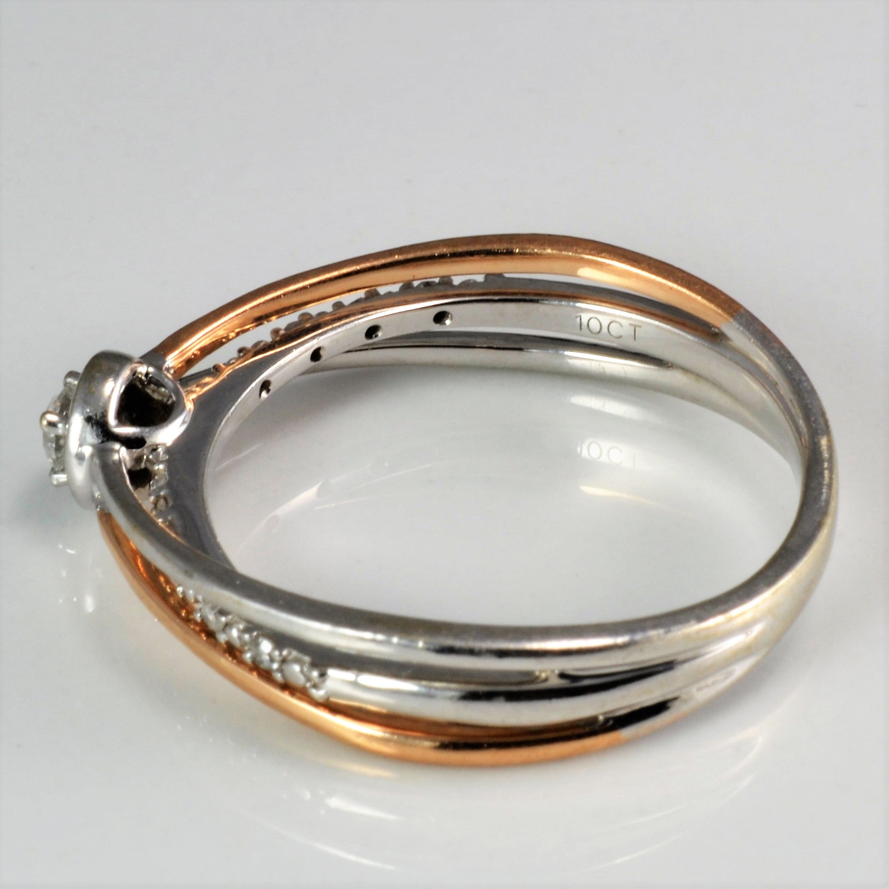 Two Tone Gold Diamond Promise Ring | 0.12 ctw, SZ 7.25 |