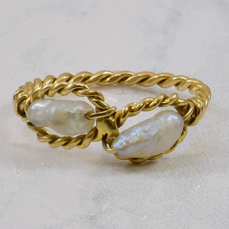 Twist Wire Wrap Pearl Ring | 0.80ctw | SZ 6.25 |